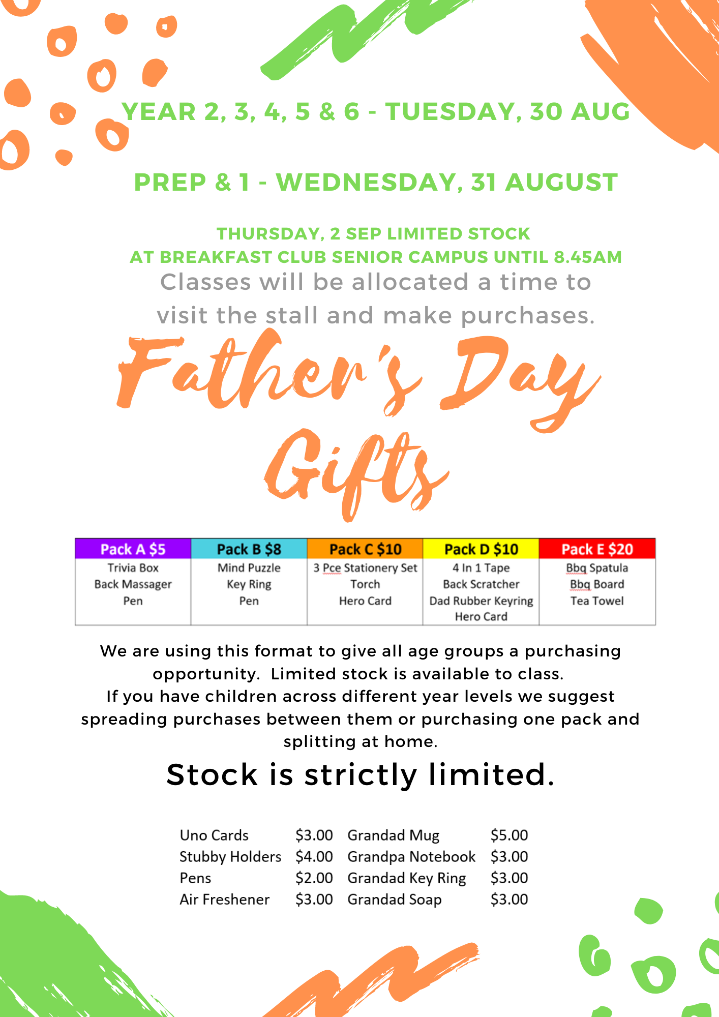 P and C Fathers Day Stall